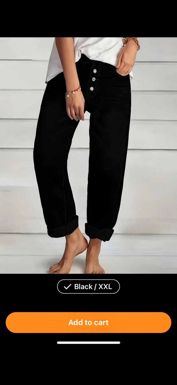 Black Four Button Front Straight Leg Jean Xxl(14/16)new