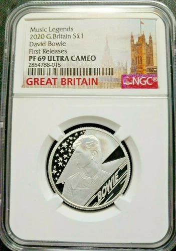 2020 Great Britain 1/2 Oz Silver £1 Coin Music Legend David Bowie NGC PF69UC OGP