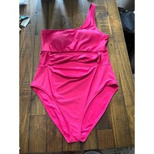 OLD NAVY 1 Piece Swimsuit One Shoulder Cutout Women XL Pink Beachwear Excellent