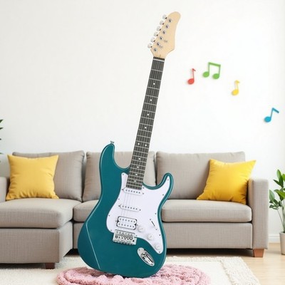 39'' ST-Style Beginner Electric Guitar Set - Amp Full Size HSS Tremolo Lake Blue
