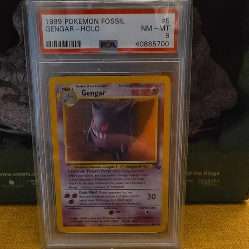 Pokémon Gengar Fossil Holo Rare 1999 PSA 8 Unlimited 5/62 English