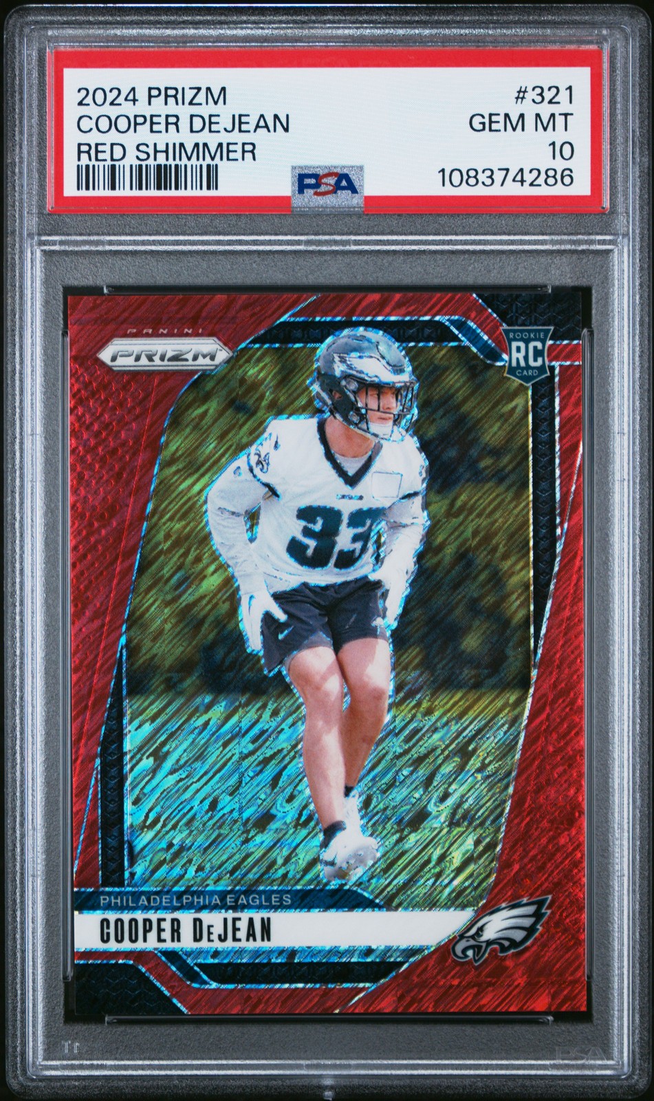 2024 PANINI PRIZM RED SHIMMER #321 COOPER DEJEAN 12/35 PSA 10