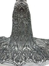 Silver Stretch Sequin 4 way Silver Mesh Lace Fabric 54 width sold by the Yard