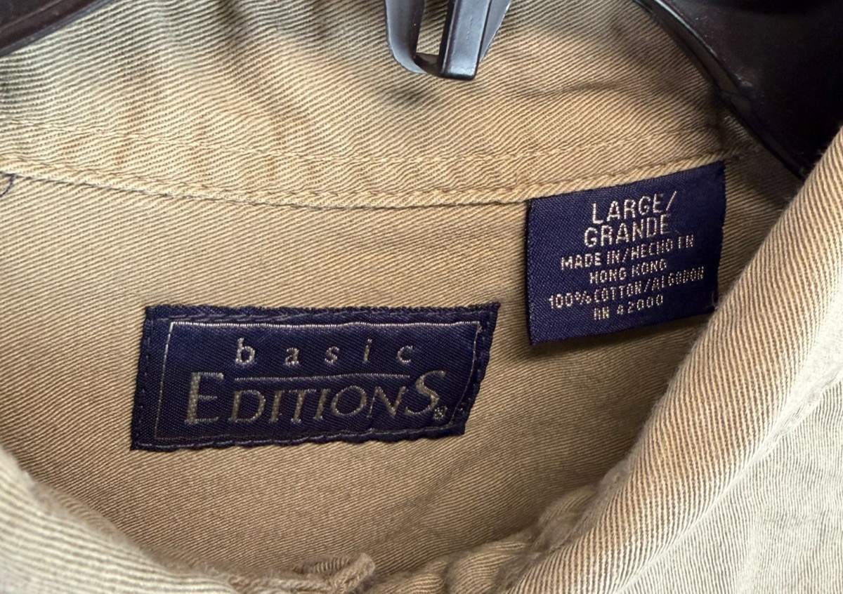 Basic Editions Short Sleeve Button Down Beige Men… - image 3