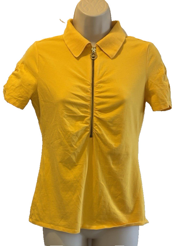 Michael Kors Sleeveless Top Small Yellow Collared 1/4 Zip 26-082-1