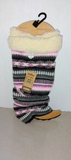 Khombu Womens Pink And Grey Leg Warmers, boot Socks 1sz fits all NEW