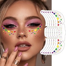 Glitter Freckles Rainbow Pride, 6-Pack Face Tattoo Sparkle Heart Freckles Mak...