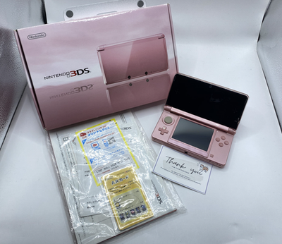 Nintendo 3DS Misty Pink Game Console Stylus w/Charger BOX Japanese