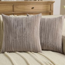 Chenille Throw Pillow Covers 18x18 Inch Set 18" x 18" Pack of 2 Dyeing Brown