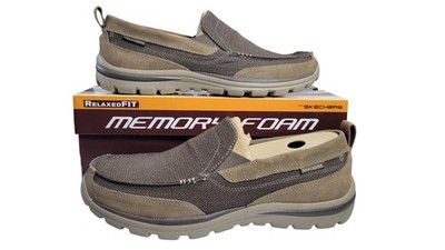 Sketchers Relaxed Fit Memory Foam Lt Brown Slip On Shoes 64365 Men's 13