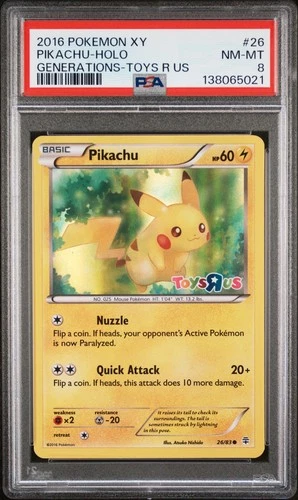 2016 POKEMON XY GENERATIONS #26 PIKACHU TOYS R US HOLO PSA 8 NM-MT