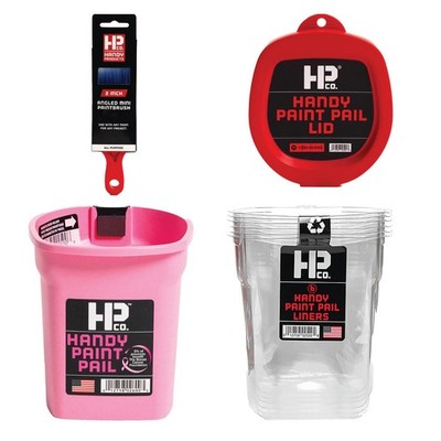 Handy Paint Pail Kit, 32 fl oz Paint Holder with 6 Disposable Liners, Snap-On...