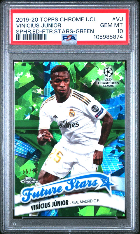 Vinicius Junior PSA 10 Green /75 2019-20 Topps Chrome UCL Sapphire Brazil Vini