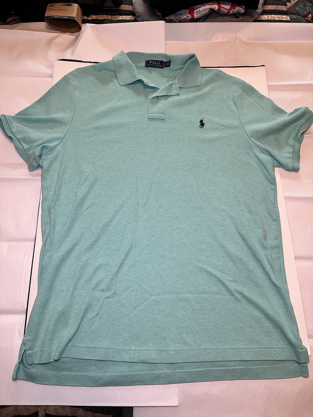 Polo Ralph Lauren camicia manica corta verde L pony uomo schiuma di mare