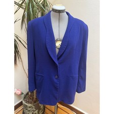 VTG Lilli Ann Blazer Jacket Royal Blue Wool Crepe 80s 90s ILGWU Made in USA Sz M