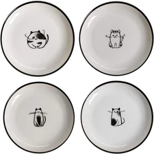 Cute Cat Ceramic Sauce Dishes Set of 4 - Perfect for Dipping & Serving