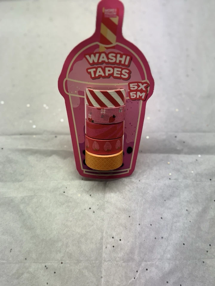 Juego de Cinta Washi 5x5M Rosa Caramelo Estilo Cinta Decorativa para Diarios Foto 2 de 3