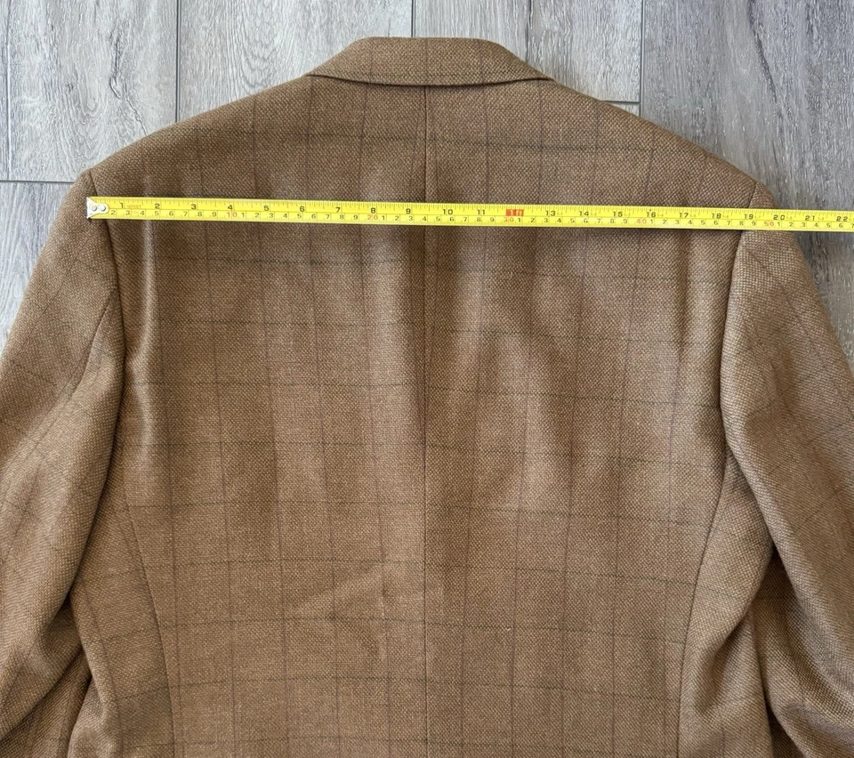 VTG Pierre Cardin Men's Tweed 100% Wool Windowpane Sport Blazer Jacket Brown 42R - Image 4 of 4