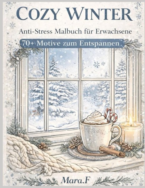 Anti-Stress Malbuch Erwachsene Cozy Winter 70+ Motive Entspannung Ausmalbuch-image