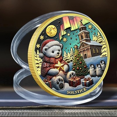 Weihnachten Gedenkmünze   Christmas Bear Solstice Happy New Year Challenge Coin
