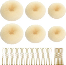 CORTNEY Hair Donuts for Buns Maker Set, 6 Pcs Beige Hair Bun Ring Maker, 30 Pcs