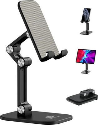 OCYCLONE Phone Stand, Adjustable Height and Angle Foldable Cell Black 