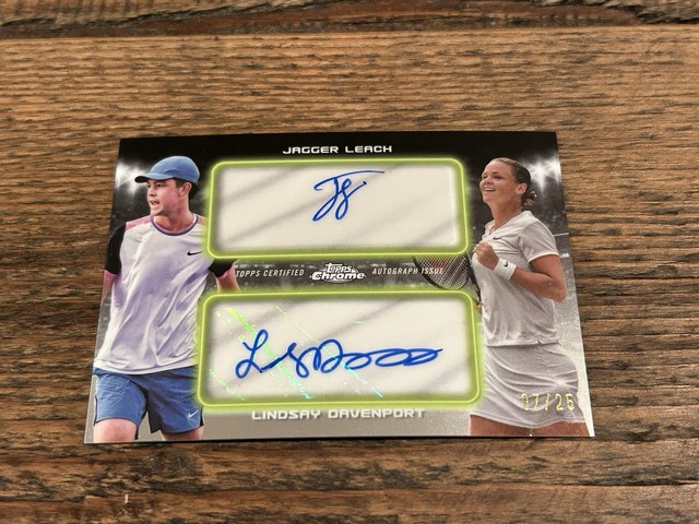 2025 Topps Chrome Tennis Dual Auto /25 Jagger Leach Lindsay Davenport Autograph