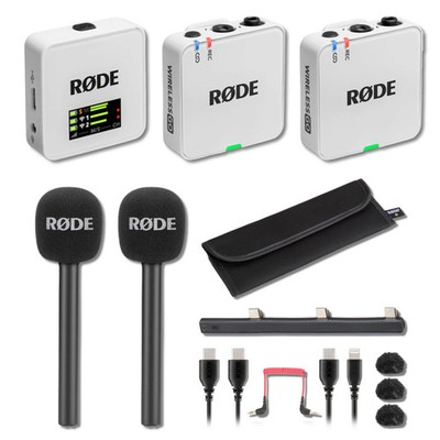 Rode Wireless GO 3rd Gen (White) Wireless Mic System with 2x Black Interview GO