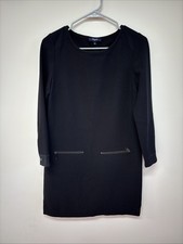 Madewell S Black Long Sleeve Short Dress Modest Cocktail Pleated Halloween Fall