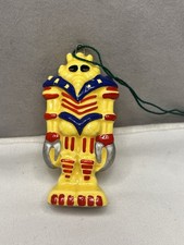 Vintage 1979 Japan Ceramic Robot Ornament Yellow Red Blue Retro Sci-Fi