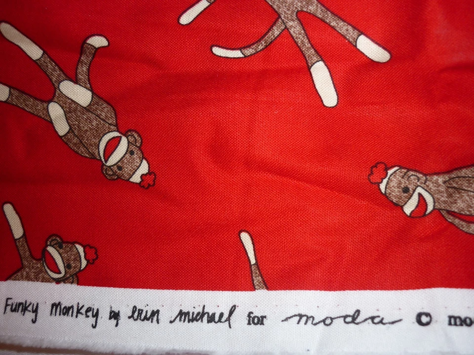 Sock Monkey Quilt Fabric By Erin Michael Of Moda Fabric Plastic #15071 43"x 1yd - Image 3 of 3