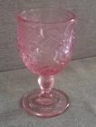 Fenton Wright MADONNA INN Wild Rose Water Goblet Glass Pink Translucent 6 3/8 VG