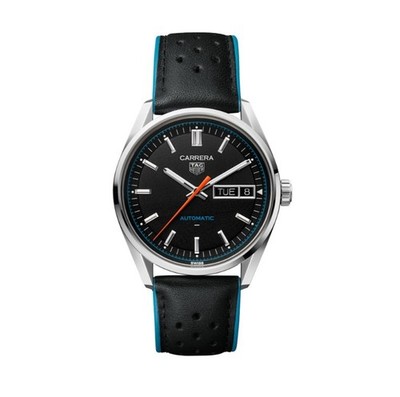 Tag Heuer Carrera Day-Date 41mm Black Leather Band Men's Watch WDA2110.FC6614