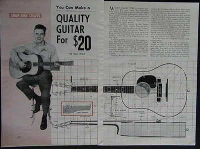 Folk Acoustic Guitar original How-To Build PLANS Easibuild $ave