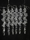 Crystal Clear Icicle Christmas Tree Ornaments Hanging Chunky Rock Candy Look 7"