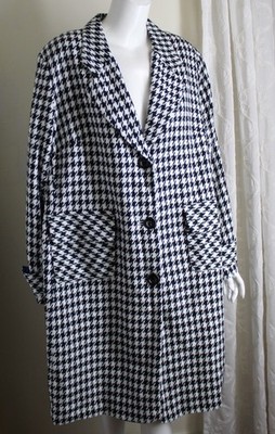 Monroe & Main 2X runs 1X BW Houndstooth Woven Wool Tweed Coat Jacket Duster