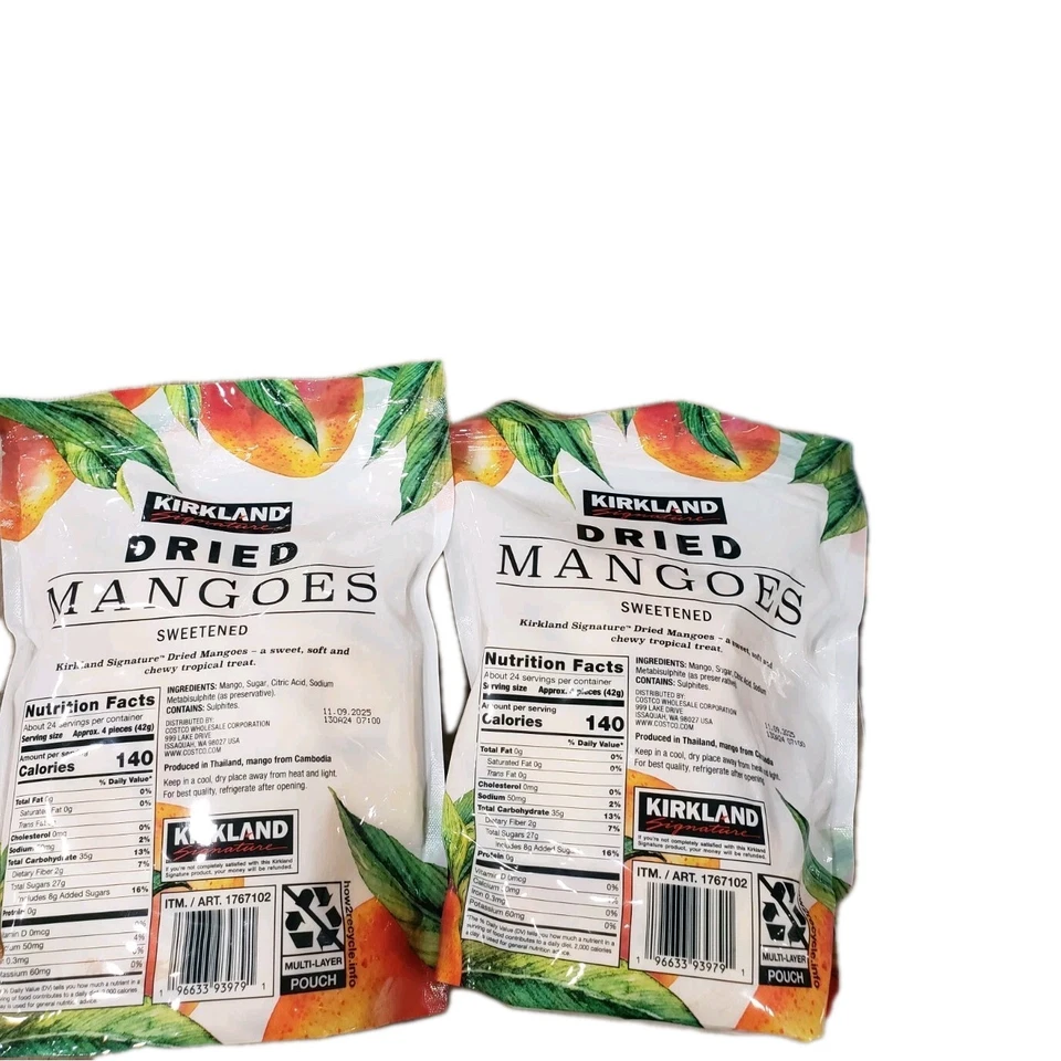 Mangos secos endulzados suaves masticables Kirkland Signature paquete de 2 4,36 lb To6 Foto 4 de 4
