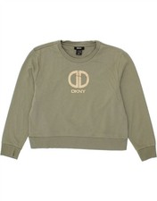 DKNY Womens Graphic Crop Sweatshirt Jumper UK 16 Large Grey Cotton AJ06