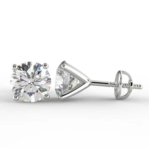 1.41 Ct Round Cut VVS2/D Diamond Stud Earrings 14K White Gold