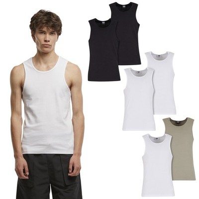 Urban Classics Men's 2-Pack Striped Tank Top Round Neck New
