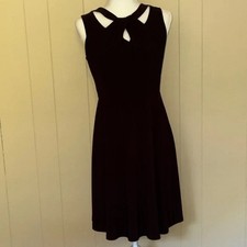 Jones Studio Twist Neck Little Black Dress Size 2 Fit & Flare Sleeveless