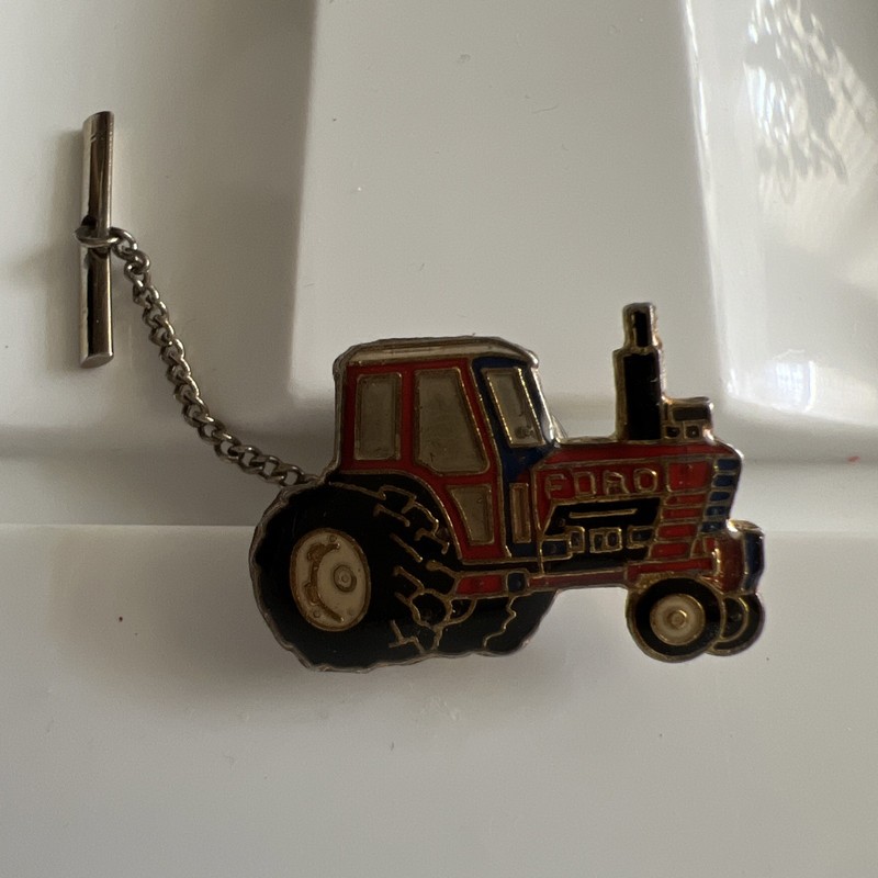 Vintage Tractor Tie Pin Lapel Pin With Chain And Clasp