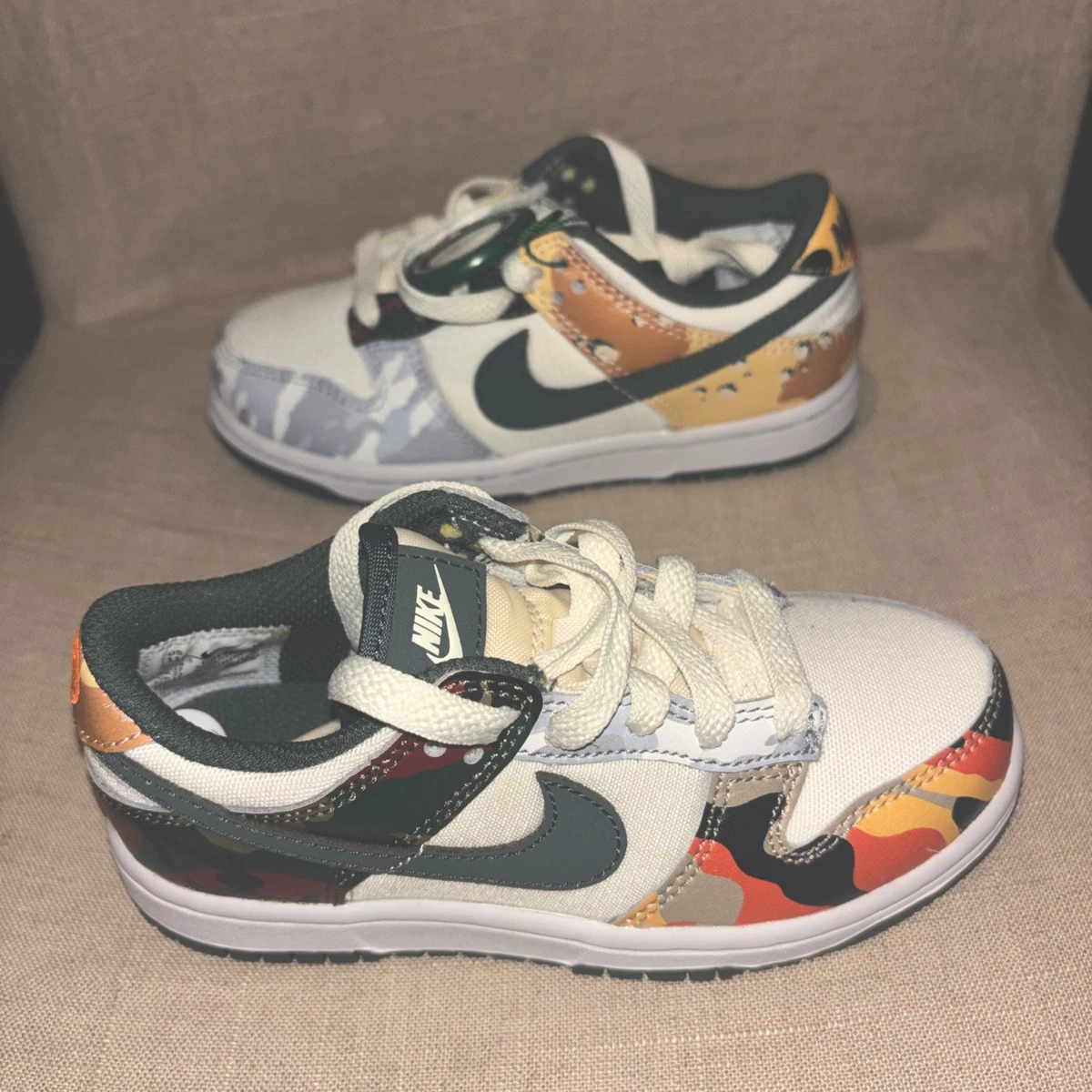 Nike Dunk Low SE Sail Multi Camo DB1909-100 Kid's US 2.5 New