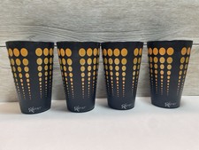 Silipint Silicon 16oz Cups - Black  Yellowish-Orange Dots Set of 4 