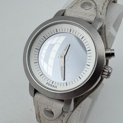 Fossil Big Tic Quartz Watch BG2199 Women 50m Silver Steel Bund Band New Battery
