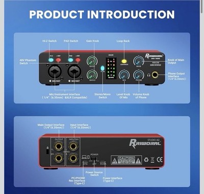 Studio 2i2 Audio Interface 24-BIT/192KHZ 192KHZ USB Audio Interface