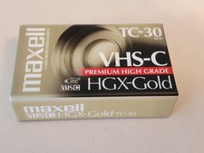 MAXELL TC-30 VHS-C Video Cassette Tape. 30 min High Quality HGX-Gold. NEW SEALED
