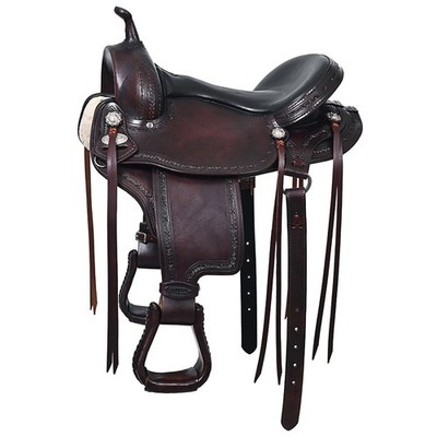 HILASON Hand-Tooled Flex Tree Western Saddle Trail Gaited Horse Leather