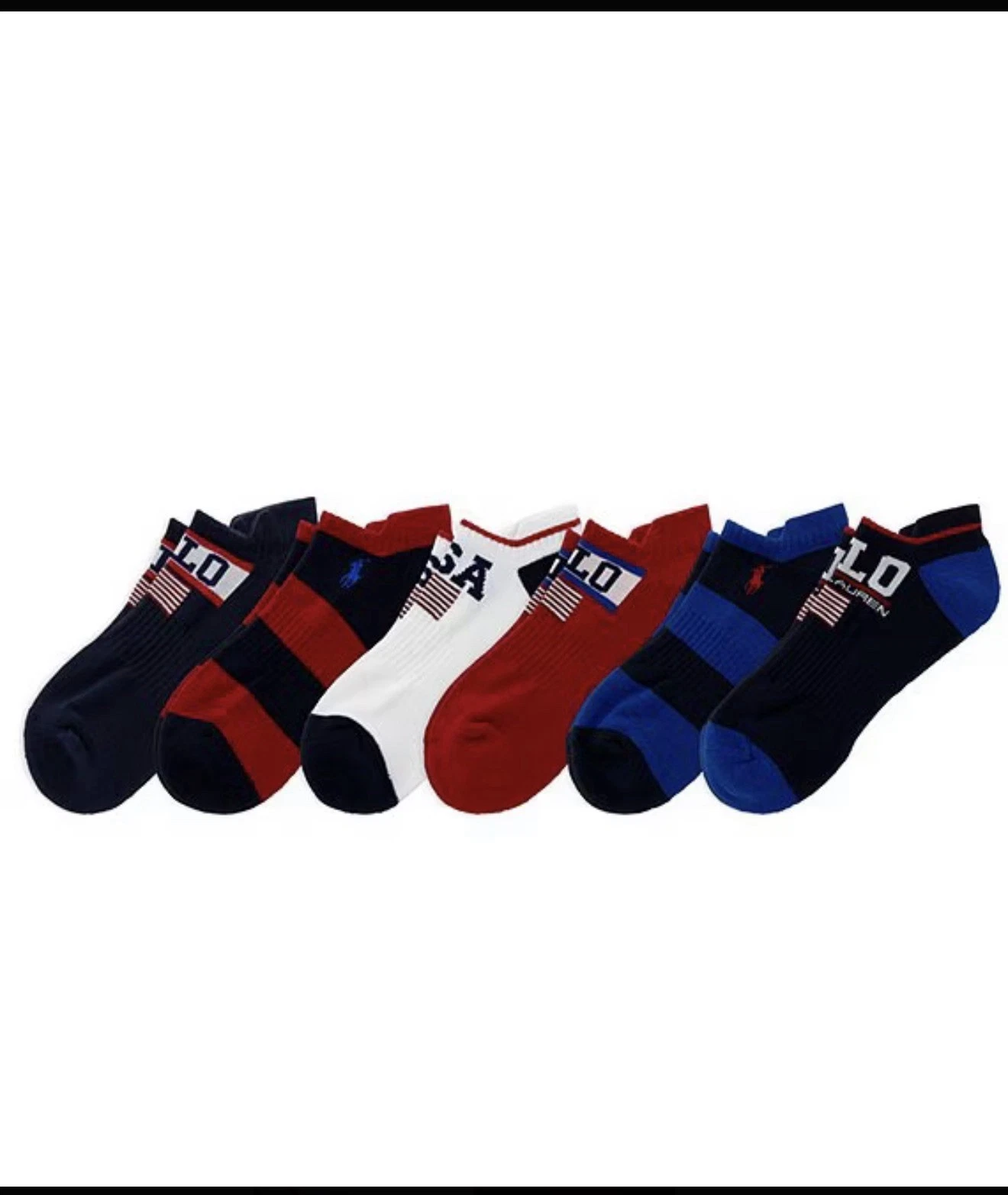 Polo Ralph Lauren USA Stadium Low Cut Men's Ankle Socks 6-Pack