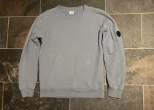 Light Blue Cp Company Crew Neck  Jumper Size Small , Small Bleach Stain On Back